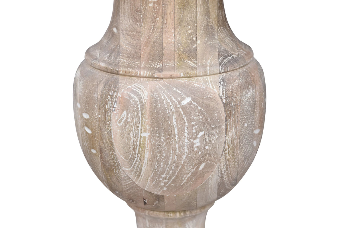 Handmade Marble and Solid Wood Pedestal End Table E381