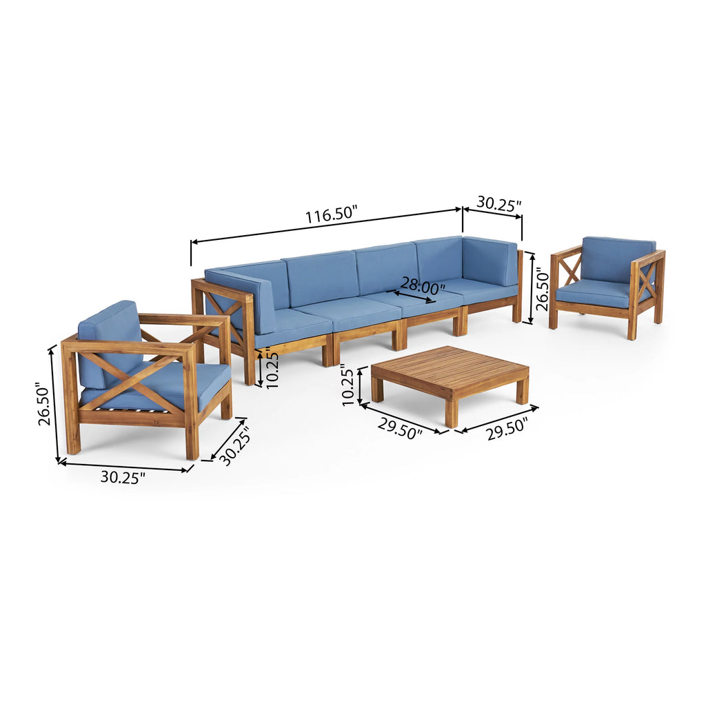 6 Seater Acacia Wood Sofa Chat Set K6166