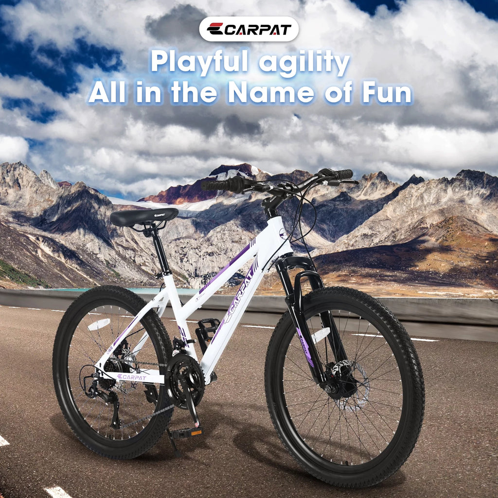 24 inch Mountain Bike with Dual Disc Brakes White S3735