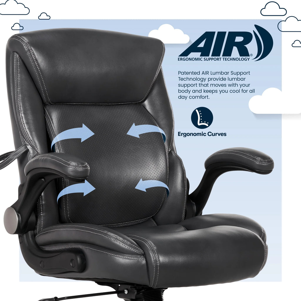 Gray Faux Leather Office Chair D1552