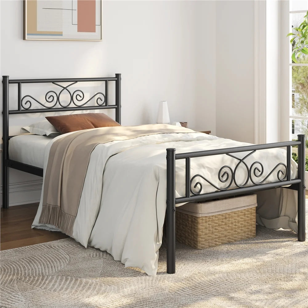 Black Metal Platform Twin Bed Z2604