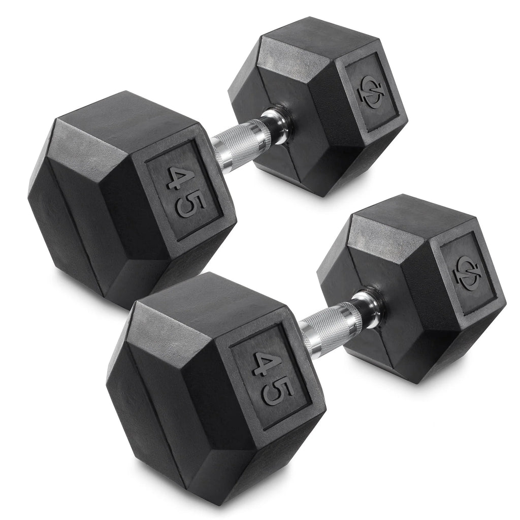 45 lb Rubber Coated Hex Dumbbell Pair H5061