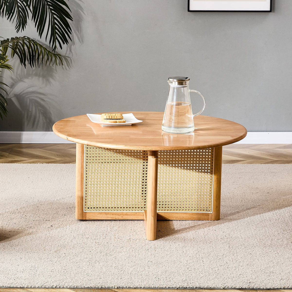Coffee Table with Rattan Accents V639115