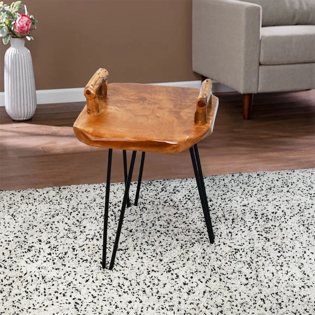Cedar Wood End Table with Serving Tray S797486