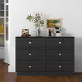 Black 6 Drawer Wood Dresser with Crystal Knobs F514448