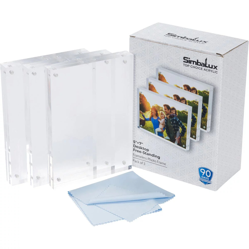 Magnetic Acrylic Photo Frame 5 in x 7 in Clear Pack of 3 R22587