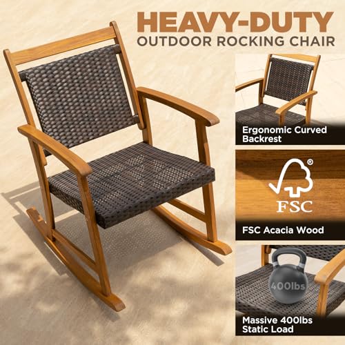 Wood Wicker 3 Piece Patio Bistro Set Y4059