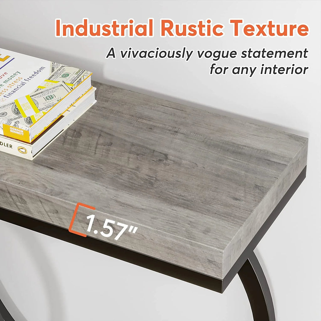 55" Console Sofa Table with Geometric Metal Frame N8335