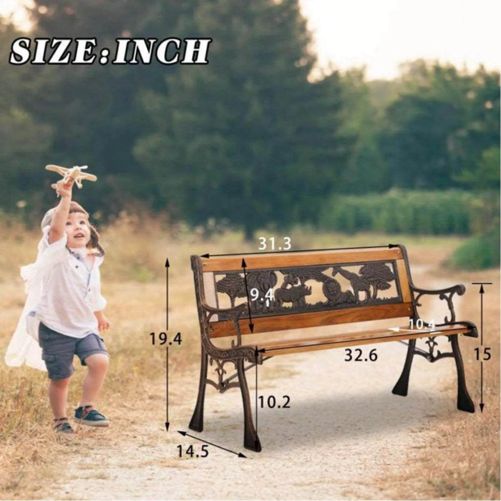 Outdoor Garden Bench Metal Wood Bench C2433