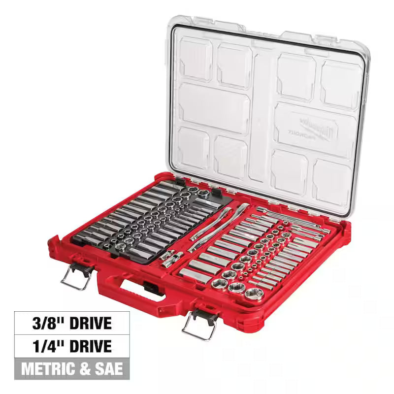 3/8 in. and 1/4 in. Drive SAE/Metric Ratchet and Socket Mechanics Tool Set 106-Piece A342
