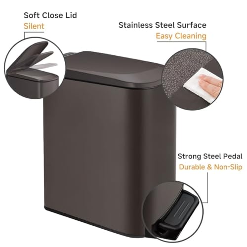 Slim 6 Liter Stainless Steel Trash Can with Lid V500421