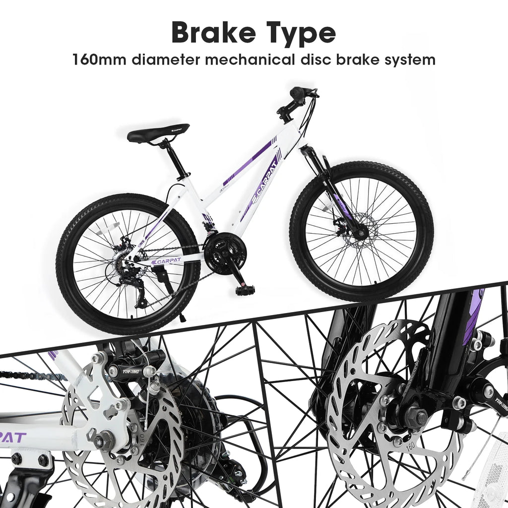 24 inch Mountain Bike with Dual Disc Brakes White S3735