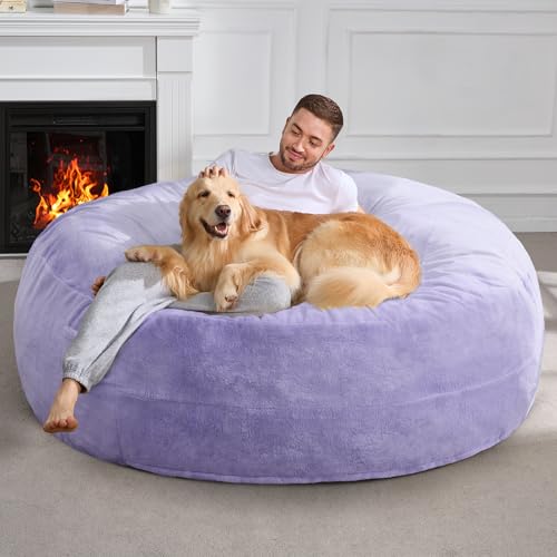 3ft Grey Faux Fur Bean Bag Chair L95021