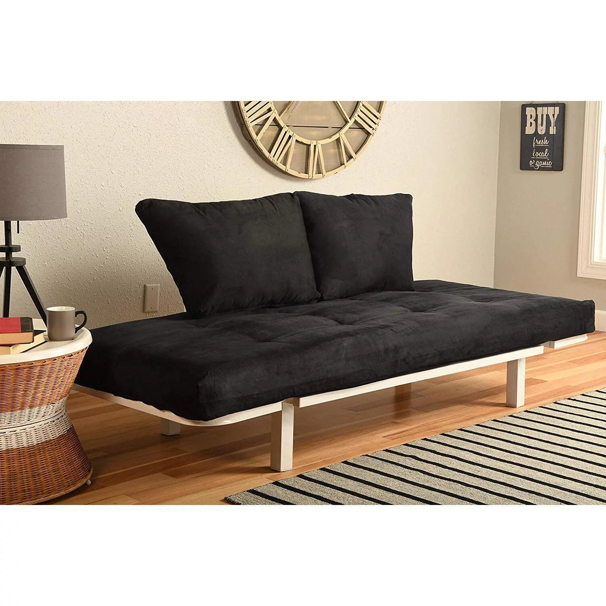 White Lounger with Black Mattress R9286