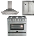36 Inch Gas Range, Wall Mount Range Hood, 60 Inch Refrigerator D703