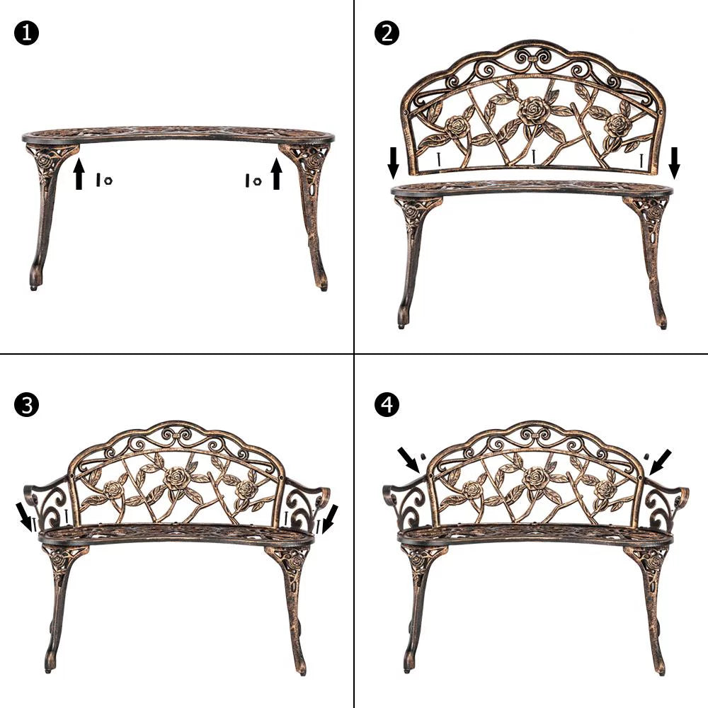 Bronze Cast Aluminum Outdoor Bench W6971