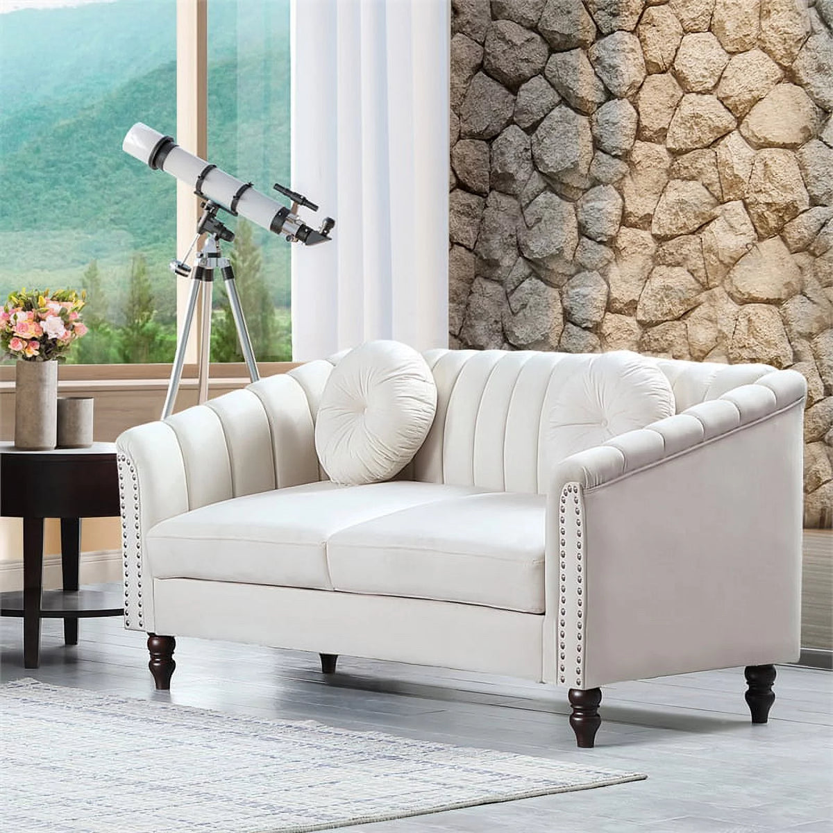 White 3 Pieces Microfiber Living Room Set B879166