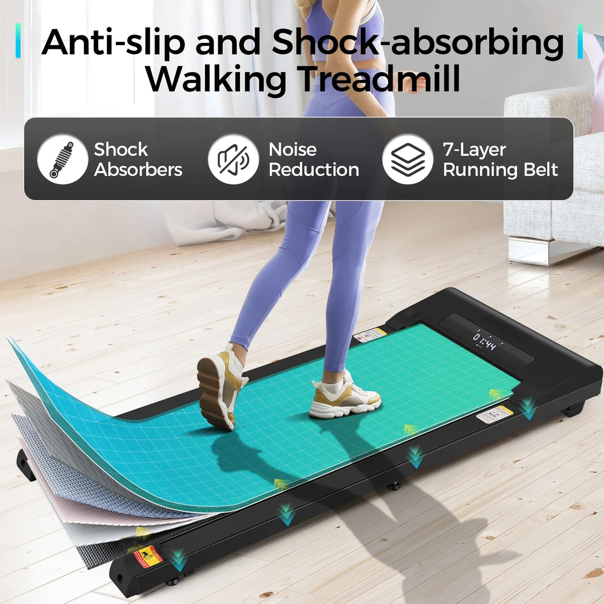 Walking Pad Treadmill 2.5HP Electric Running Machine with LED Display B70162