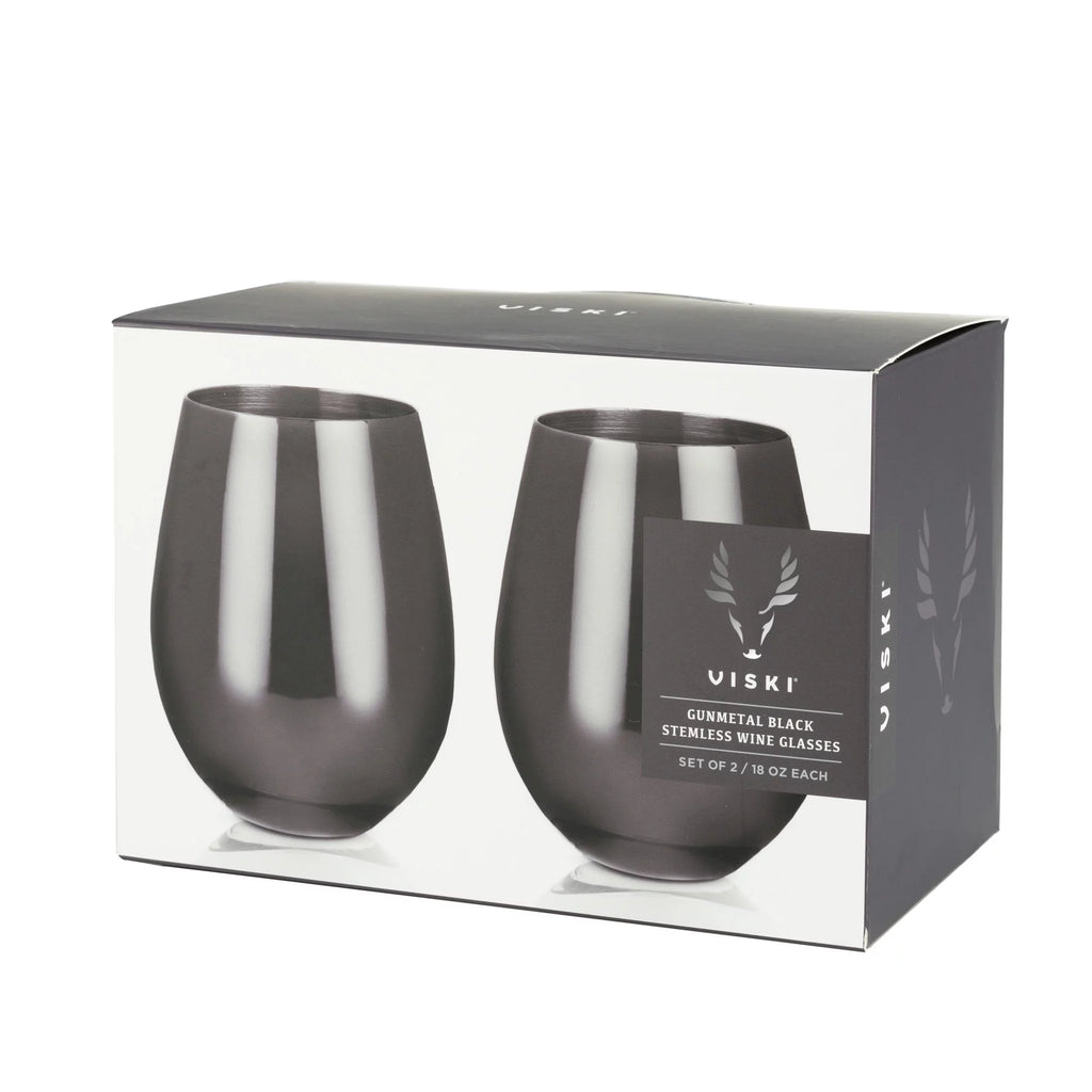 Stemless Wine Glasses Stainless Steel Black 18 Oz Y98333