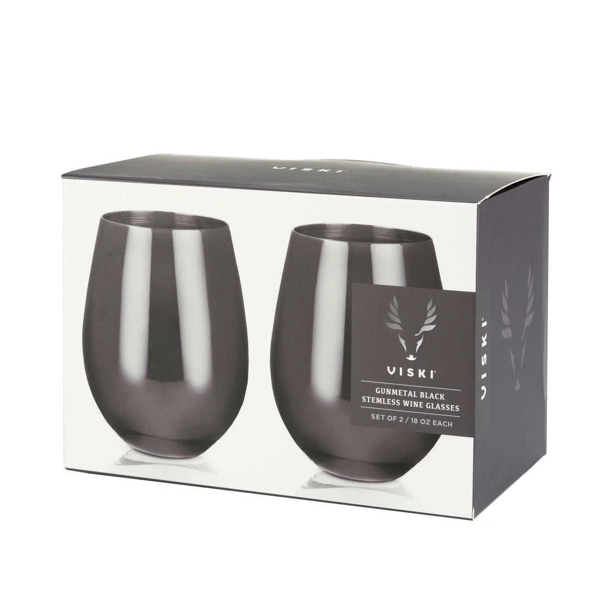 Stemless Wine Glasses Stainless Steel Black 18 Oz Y98333