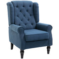 Blue Button-Tufted Accent Chair with Wingback R7622