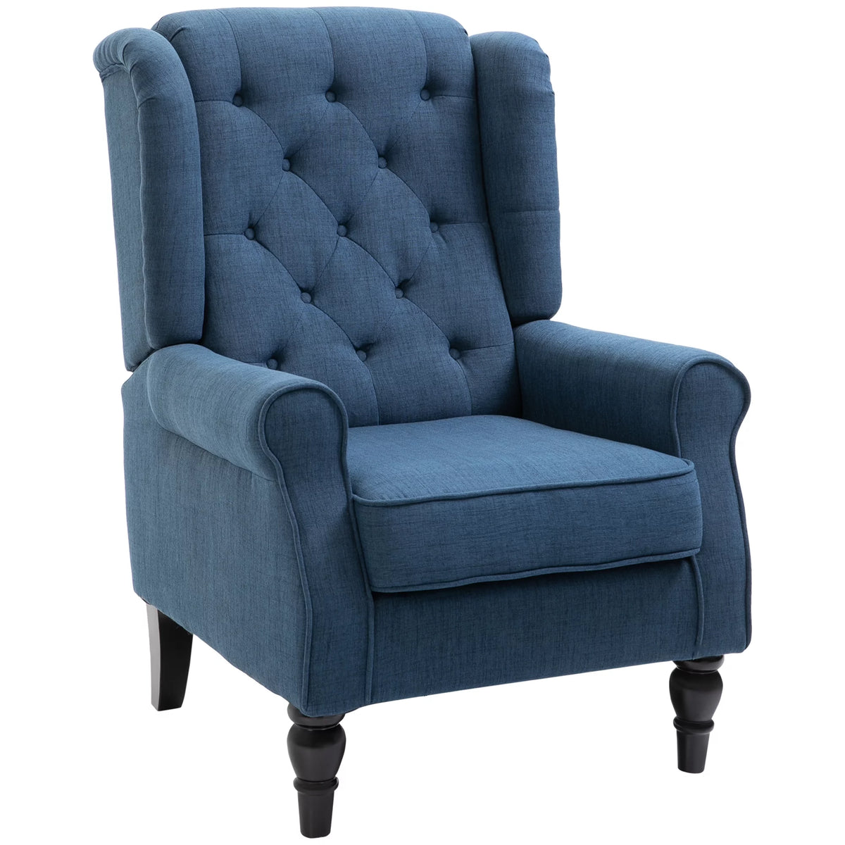 Blue Button-Tufted Accent Chair with Wingback R7622