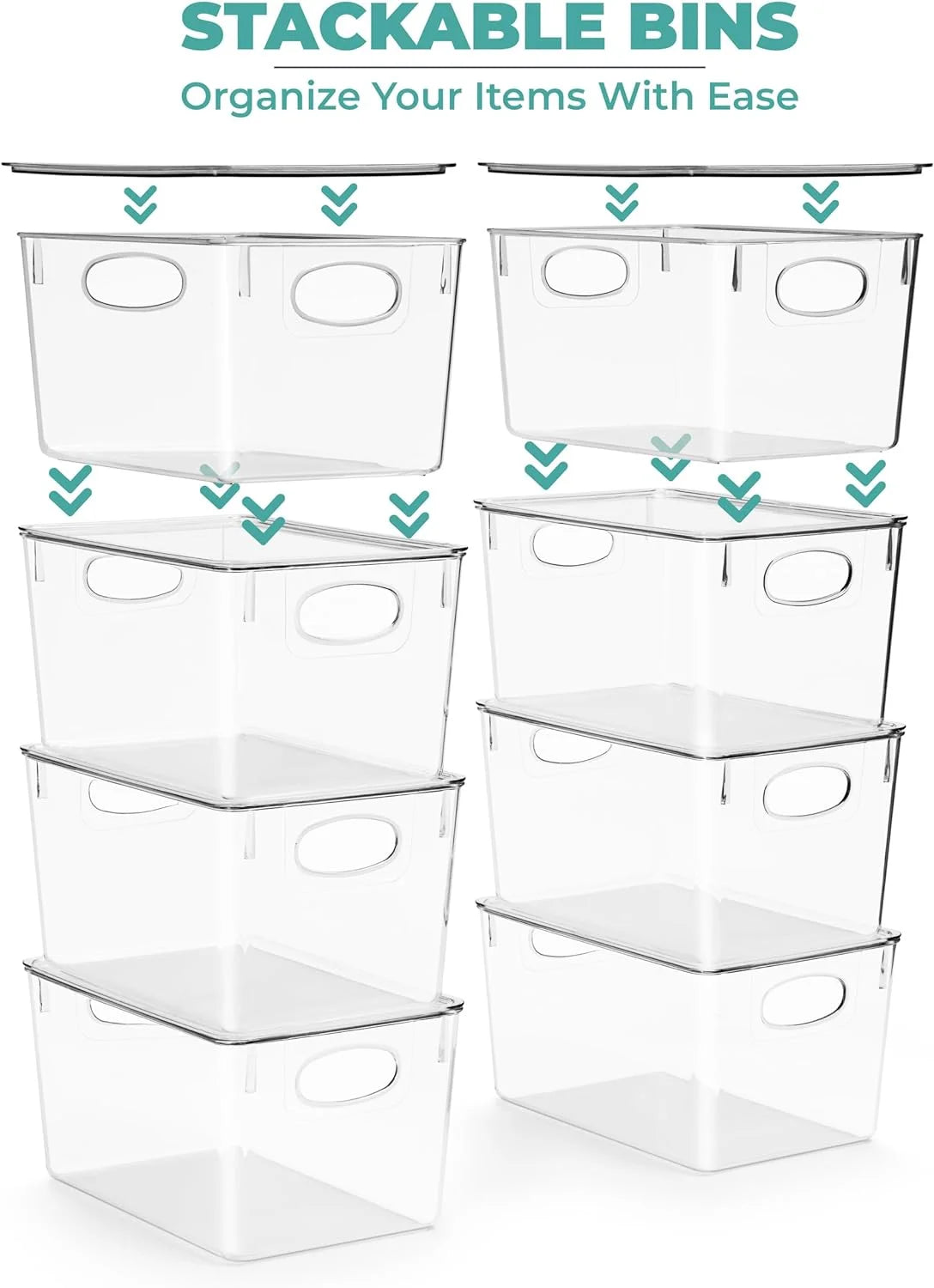 Set of 4 Clear Plastic Storage Bins with Lids R199955