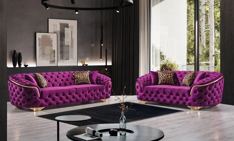 Purple Velvet Sofa & Loveseat W22421
