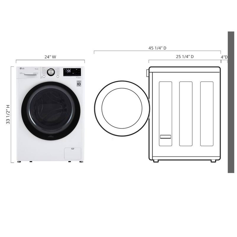 24 in. W 2.4 Cu. Ft. Compact Stackable Smart Front Load Washer in White with Steam O4378