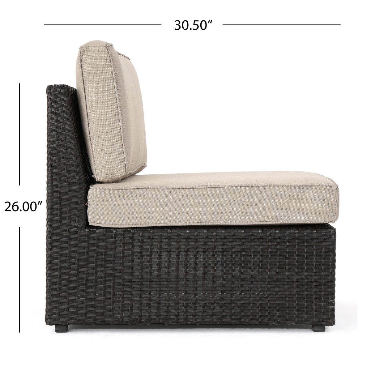 10 Piece Wicker Sofa Set with Cushions, Dark Brown, Beige Y1805