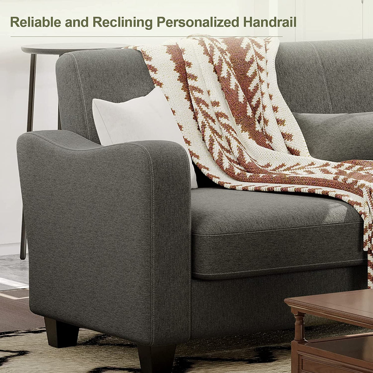 Bluish Grey Reversible L-Shaped Sectional Sofa E3922