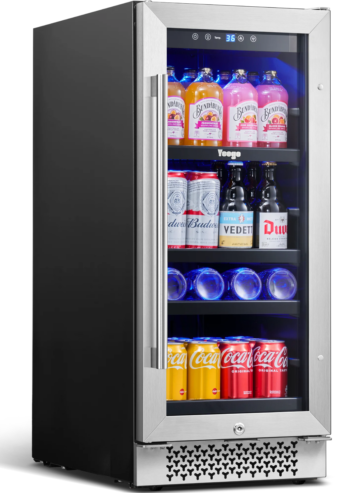 15 Beverage Refrigerator 80 Cans Glass Door Lock T5462