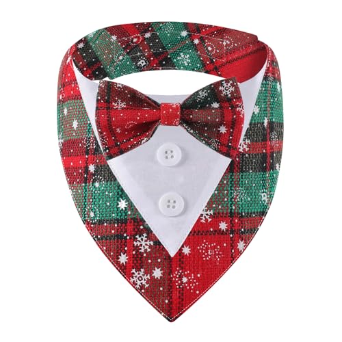 Green Plaid Dog Bandana with Bow Tie Y217300