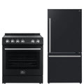 30 Electric Range and Refrigerator in Black with Silver Handles Y82066