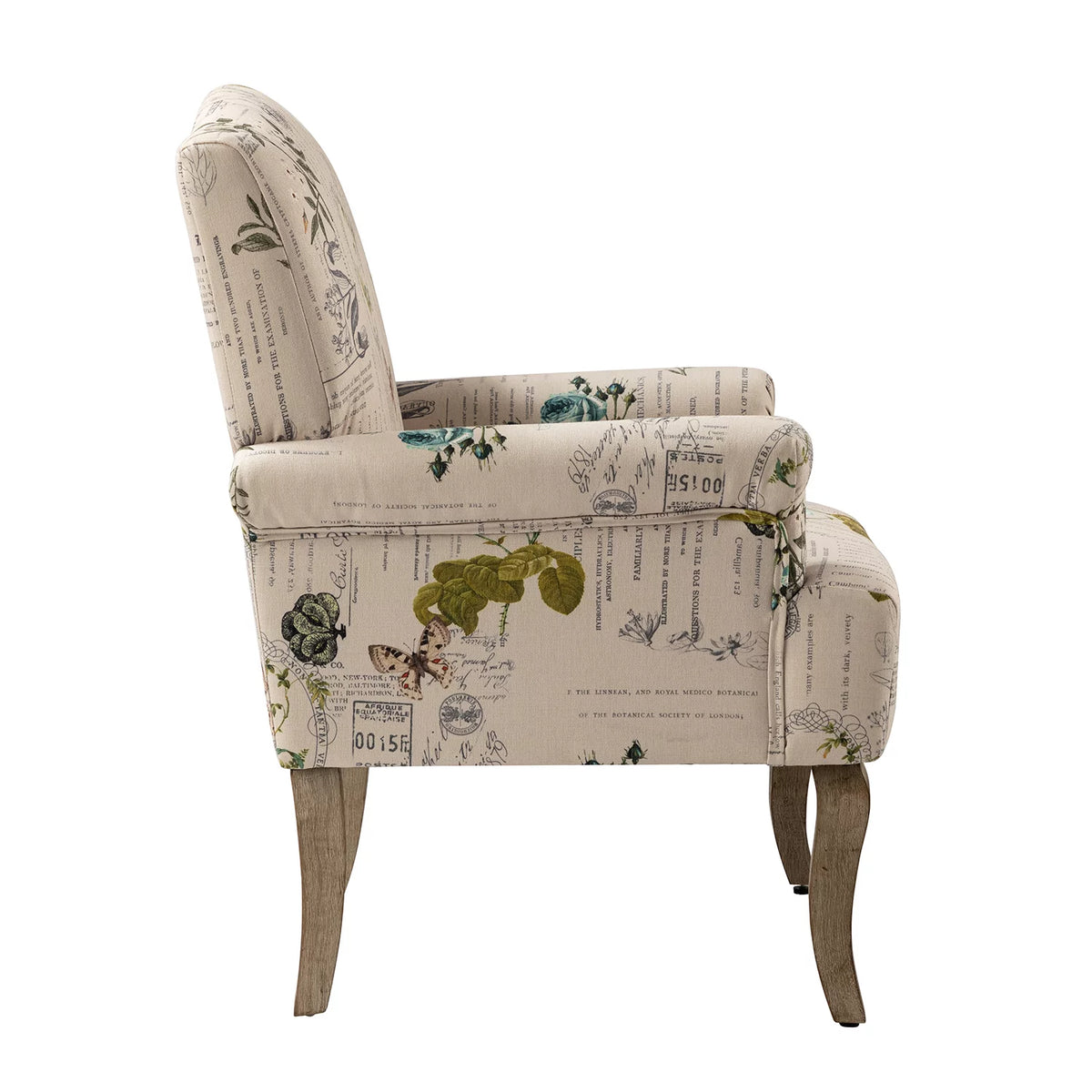 Upholstered Armchair Set of 2 with Pattern & Wooden Legs W90975