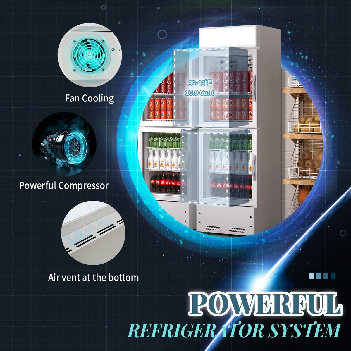 11 Cu.ft Double Glass Door Merchandiser Refrigerator U8000