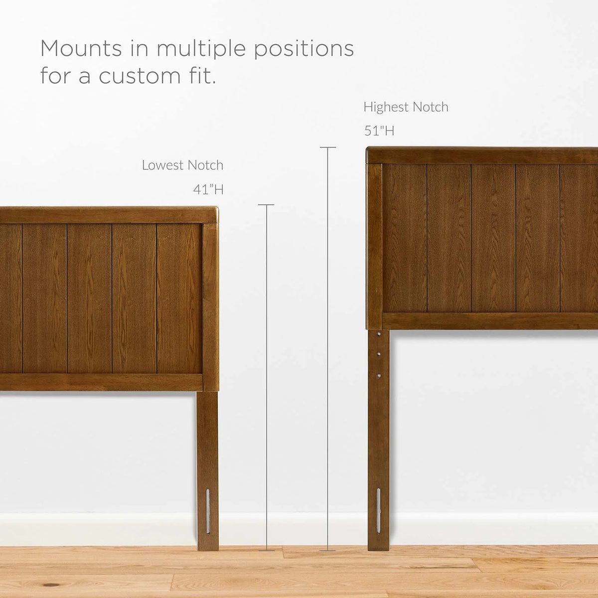 King Size Brown Walnut Wood Headboard D753452