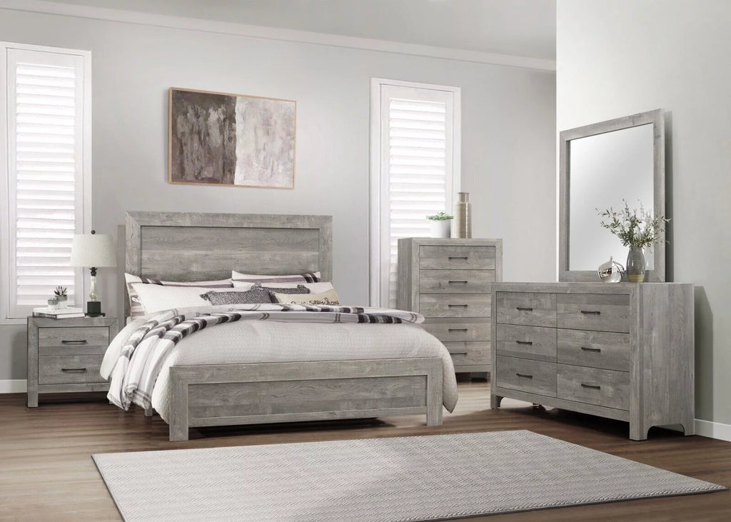 5pc Queen Size Bedroom Set with Dresser Nightstand Mirror Chest T529855