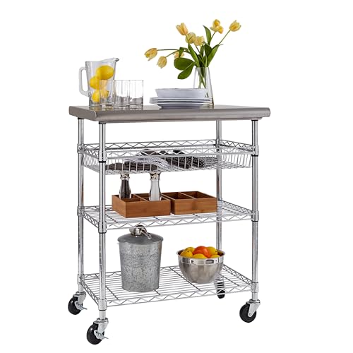 Stainless-Steel Top Work Table Island Utility Cart Prep Station R217