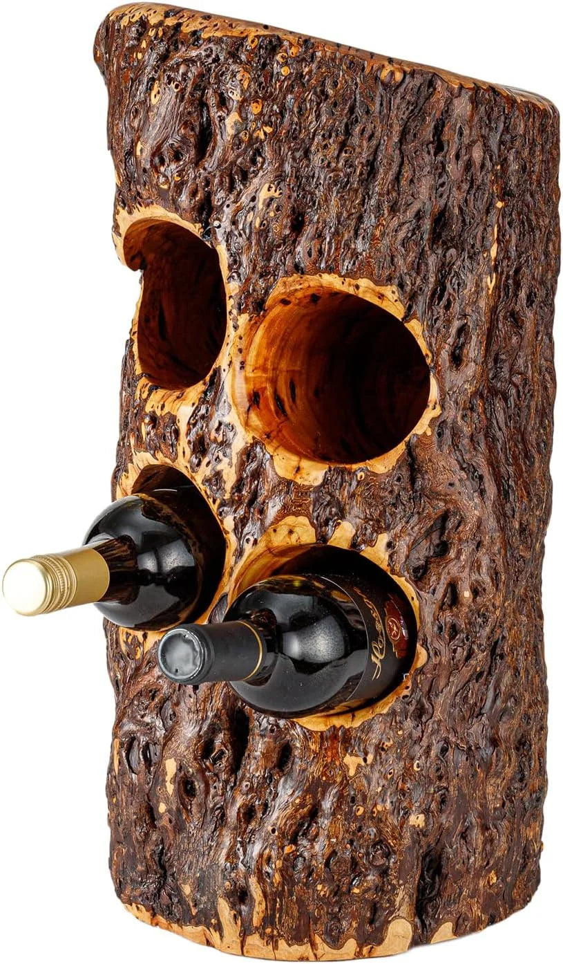 Handcarved Wood Wine Bottle Holder U865145