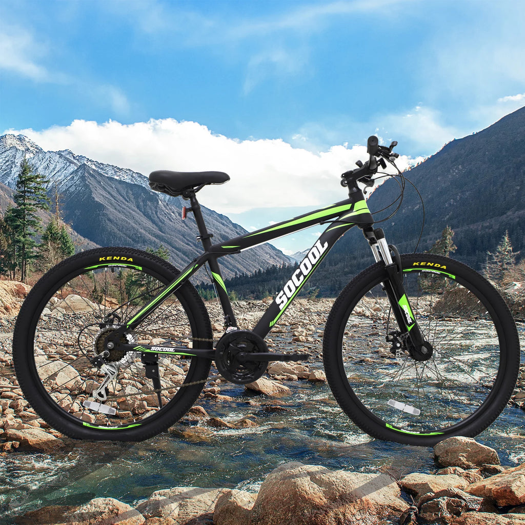 26 Inch Full Suspension Mountain Bike 21 Speed Black O698