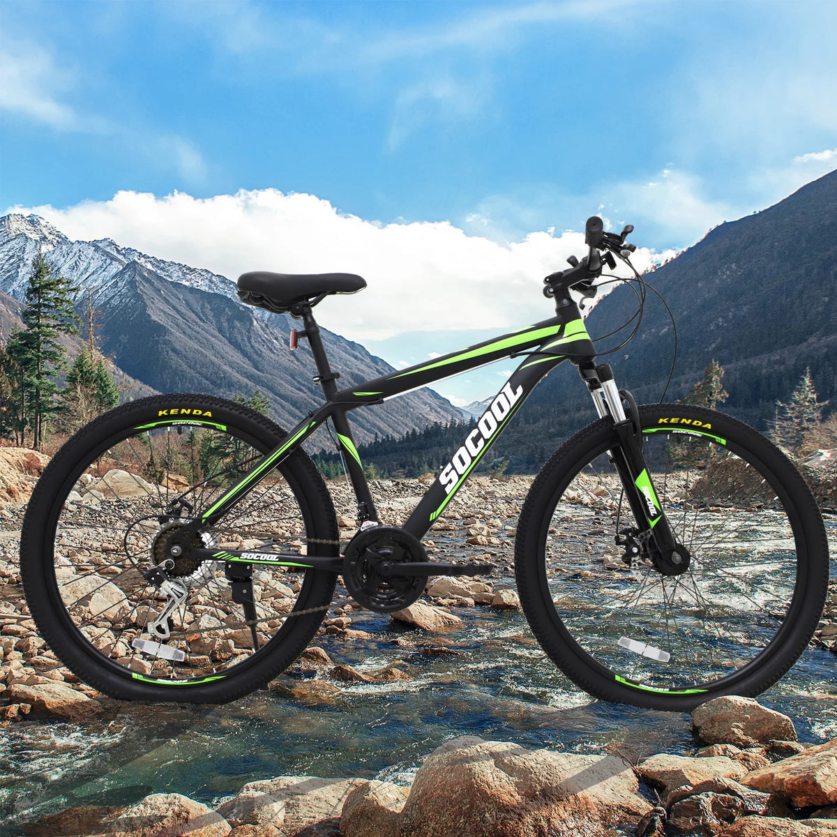 26 Inch Full Suspension Mountain Bike 21 Speed Black O698