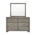 Solid Wood 6 Drawer Dresser with Mirror in Dove Gray W85911