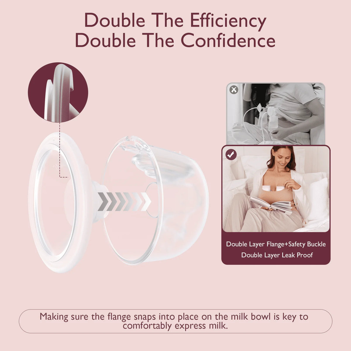 Hands Free Wearable Electric Breast Pump 24mm 2 Pack I7727