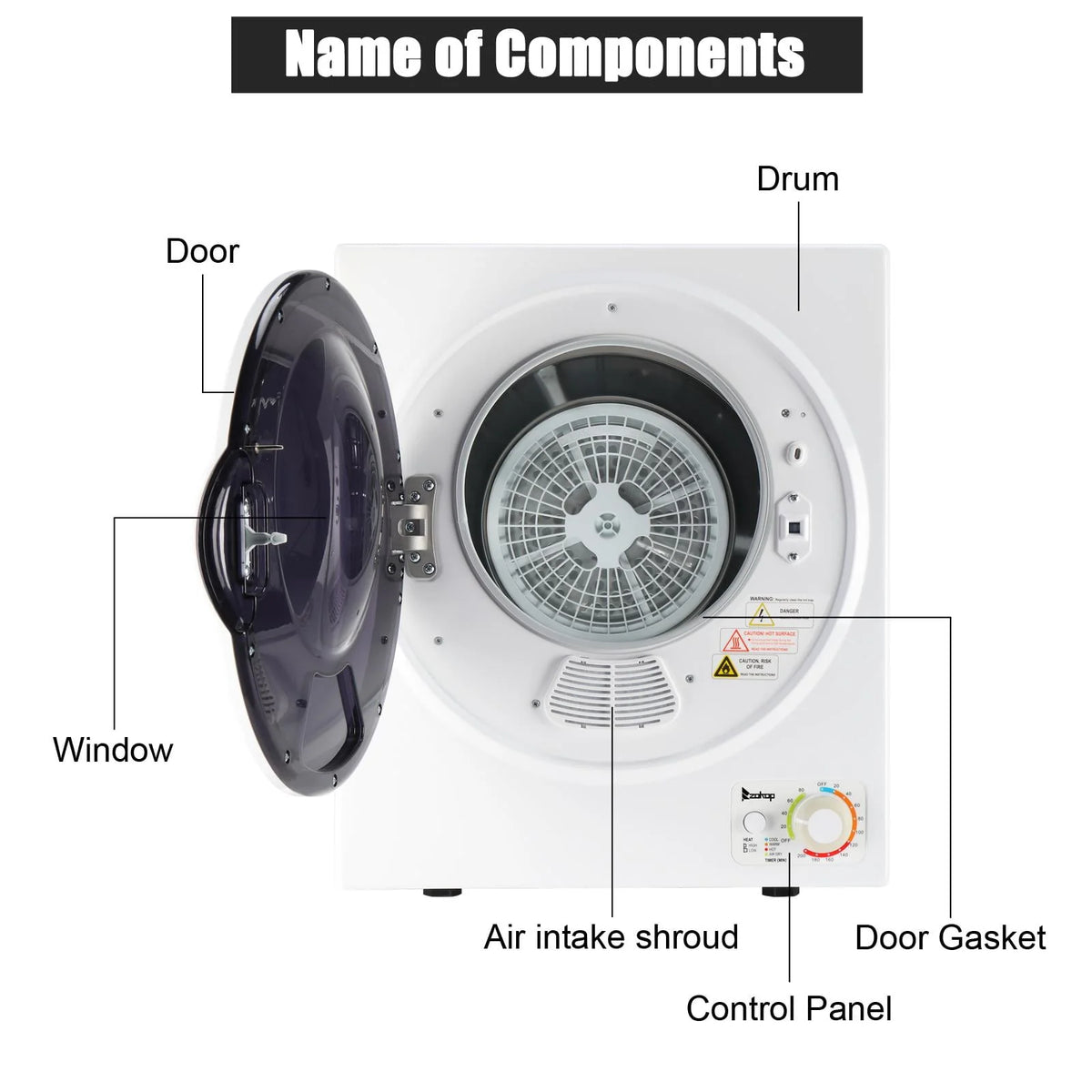 1.6 cu. ft. Compact Portable Electric Laundry Dryer, White K23571