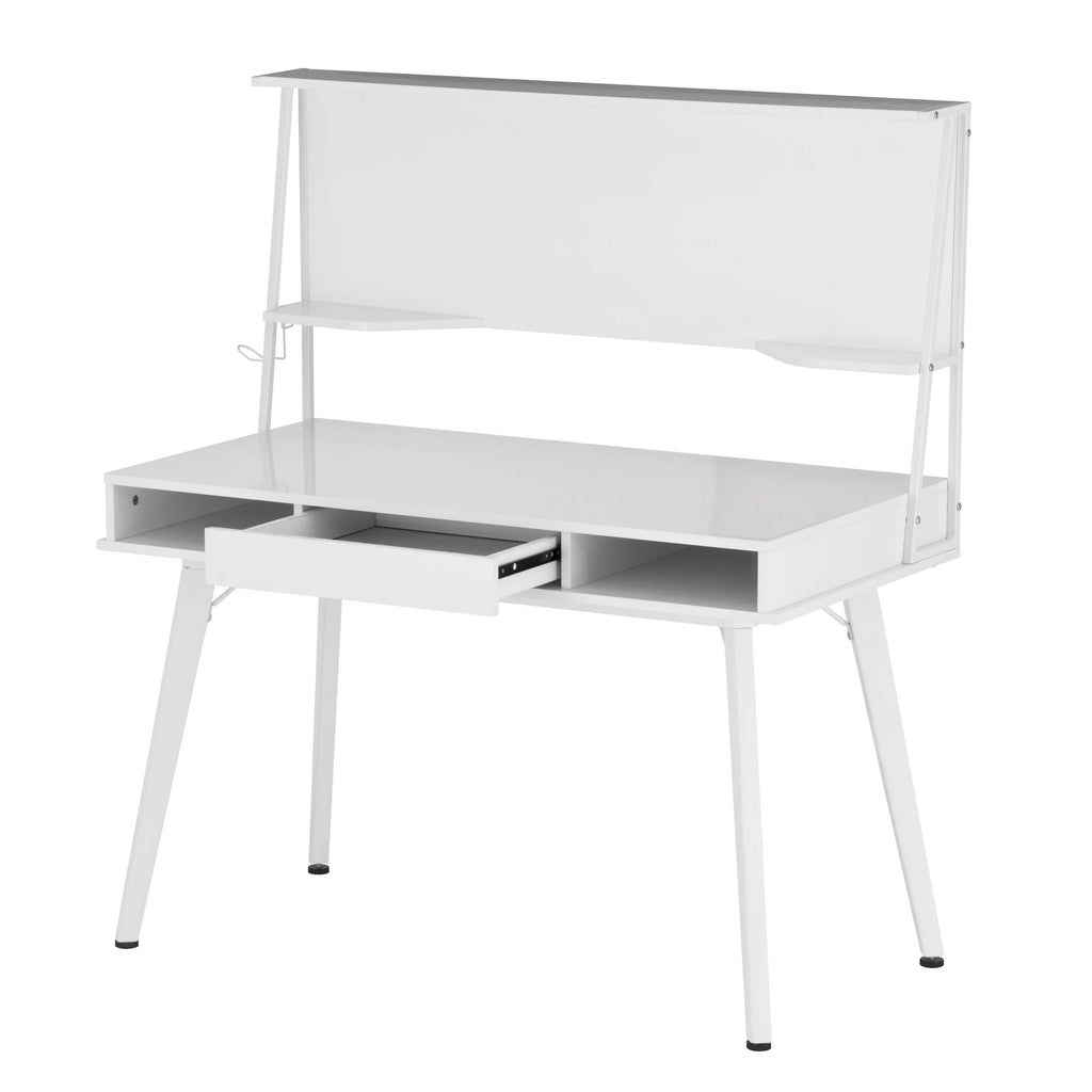 White Computer Desk With Storage & Dry Erase White Board M668543