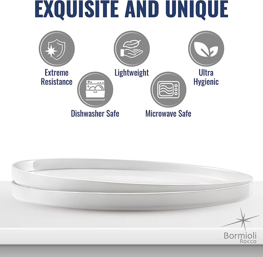 Set Of 6 Tempered Opal Glass Flat Plates E1765