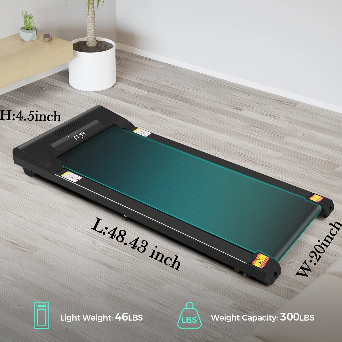 Walking Pad Treadmill 2.5HP Electric Running Machine with LED Display B70162