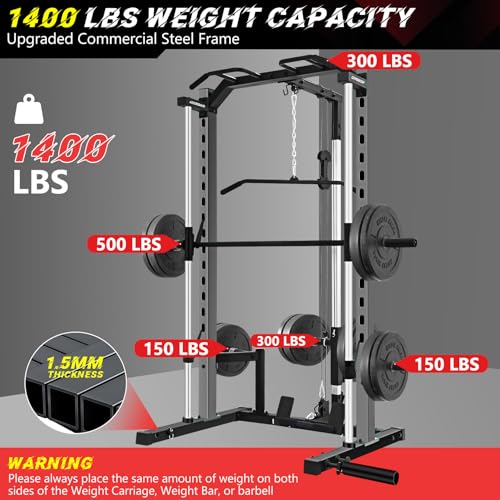 Smith Machine Squat Rack with LAT-Pull Down and Cable Crossover X729289