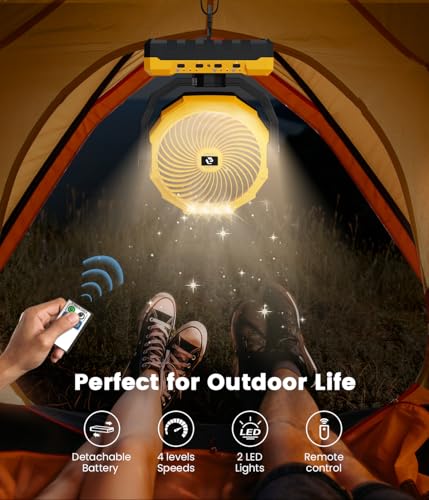 36000mAh Portable Camping Fan with LED & Remote Y317962